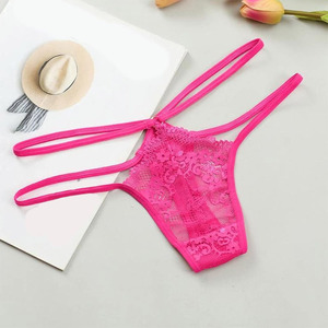 OSTENT WEAR Women's Pink Lace G-String <b>Thong</b> Panties Y-Line Straps Sexy Low Rise Mesh Fabric Underwear Adults Summer Style - Product Image 3