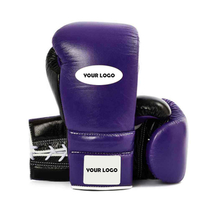 Guantes de Boxeo Profesionales Personalizados con Cordones, de Cuero Vacuno, con Logotipo Personalizado, para Entrenamiento y Combate - Product Image 1