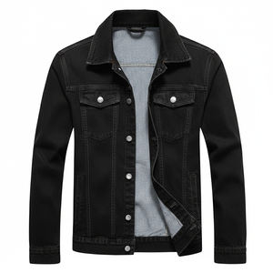 Denim 100% Algodón, 12oz, Denim Grueso y Elástico, Chaqueta de Denim Negra, Personalizable - Product Image 1