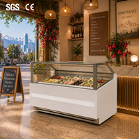 Vitrine de présentation de crème glacée et de gelato CE 304SS à angle droit, grande capacité, avec film chauffant électrique à air forcé et dégivrage intégré
