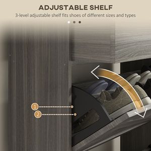 Scarpiera sottile in stile rustico con 2 cassetti ribaltabili, in truciolato grigio anticato, per 12 paia, organizer salvaspazio - Product Image 5