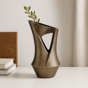 Vase de table décoratif pour fleurs, idéal pour la décoration de mariage, design personnalisé, moderne, transparent, effet craquelé, en fer, élégant, luxueux, pour la maison - Product Image 2