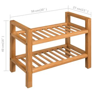 Scarpiera a 2 ripiani in legno massello di quercia 19.7 "x 10.6" x 15.7 "per scarpe - Product Image 5