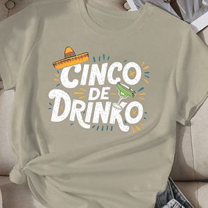 Cinco T-shirt décontracté pour femme cinq gouttes de Drinko imprimé sur tissu polyester tricoté - Product Image 2