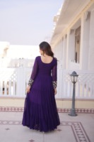 Gaun Anarkali Wanita Bahan Georgette Imitasi Bunga Terindah dengan Payet dan Zari serta Bordir Pipa