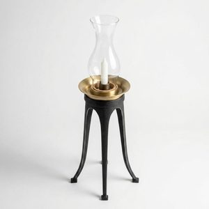 Handmade 40 cm Matte Black Brass Candle <b>Lantern</b> Elegant Iron Glass <b>Hurricane</b> for Home Decor Hotel Raw Cast Skin Foundry Tripod - Product Image 3