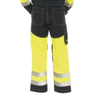 Overol de Trabajo de Algodón Transpirable de Alta Visibilidad con Franjas Reflectantes Amarillo y Negro, Uniforme Industrial para Uso en Fábrica - Product Image 6