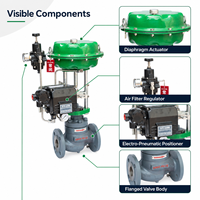 Vanne de régulation à commande pneumatique avec positionneur électro-pneumatique, filtre-régulateur, OEM, acier au carbone WCB, DN40, industriel, PN16
