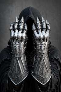 Gants de guerrier médiévaux en acier avec doigts à pointes, plaqués argent, style antique, armure de collection - Product Image 2