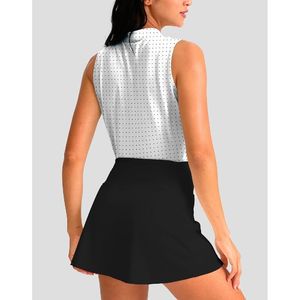 Camiseta Polo sin Mangas para Mujer, Blanca con Puntos, Tejida, Transpirable, Deportiva, Corte Casual, Largo Regular - Product Image 3