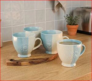 แก้วกาแฟเซรามิกสองสีลายนูน พร้อมหูจับ สำหรับใช้ในออฟฟิศ บ้าน โรงแรม หรือเป็นของขวัญ - Product Image 5