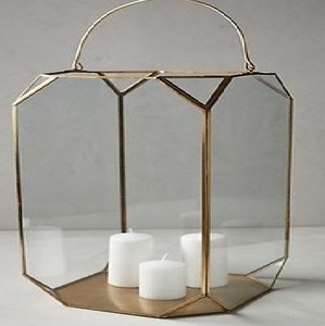 Luxury Gold Metal Glass Geometric <b>Lantern</b> <b>Candle</b> Holder Hanging Decorative <b>Lantern</b> Home & Wedding Decor - Product Image 1