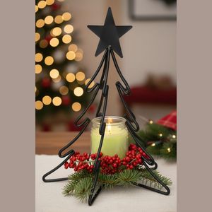 Red Metal <b>Christmas</b> <b>Tree</b> Centerpiece With Star Ring Decor Modern Holiday <b>Table</b> Decoration - Product Image 2
