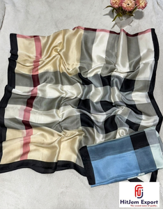 Nuevos Estilos de Moda, Pañuelos de Seda de Verano, Chales de Alta Calidad, Diseño Geométrico Naranja con Letras, Transpirables, para Mujer - Product Image 2