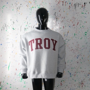 TROY HEATHER GREY <b>Mock</b> <b>Neck</b> Sweatshirt 100% BROWN Applique Embroidery wide <b>neck</b> Sweatshirt Finer Threads - Product Image 2