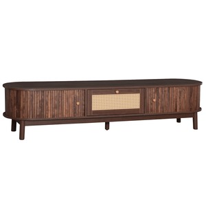 "Modern Rattan TV <b>Stand</b> for 75" TVs 1 Drawer & 2 Sliding <b>Shelves</b> Media Console Cabinet Living Room Furniture" - Product Image 4