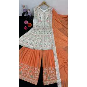 Hermosa parte inferior superior de desgaste de fiesta india y pakistaní y Dupatta con trabajo de diamante - Product Image 2