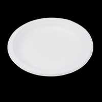 Assiette jetable ronde en bagasse de canne à sucre blanche, style à emporter, 9 pouces, compostable