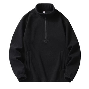 Factory Direct Men's Casual Solid Color Eco-Friendly <b>Quilted</b> Polyester Fleece Half Zip Stand Winter Thermal Waterproof Jacket - Product Image 2