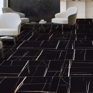 Carreaux de sol en porcelaine vitrifiée brillante grand format Lapiz Black Design, 600x1200mm, noir profond, pour décoration moderne - Product Image 1