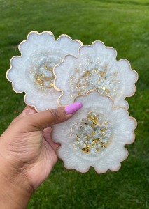 Resin Coaster Handmade Luxury <b>Epoxy</b> Resin Square Tea Coffee Coaster Set Heat Resistant Eco Friendly Premium <b>Table</b> - Product Image 5