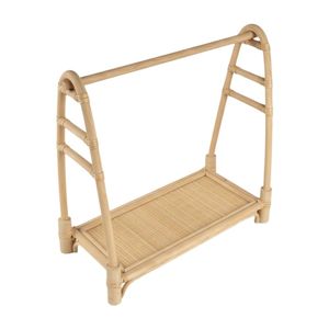 Handmade Natural Rattan Doll Clothes Rack with A-Frame Design <b>Miniature</b> Clothing Stand Solid Woven Base Sustainable Toy Storage - Product Image 1