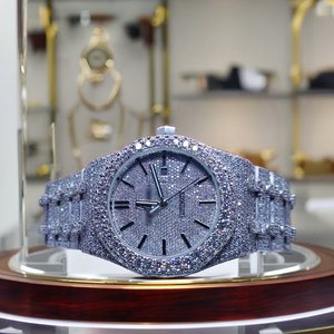 นาฬิกาข้อมือผู้ชายแบบกลไก ดีไซน์ฮิปฮอป หน้าปัดกระจกอะนาล็อกทรงสี่เหลี่ยมคุณภาพสูง ประดับเพชรโมอิสซาไนต์ VVS ขายดี ตกแต่งได้ตามต้องการ - Product Image 1