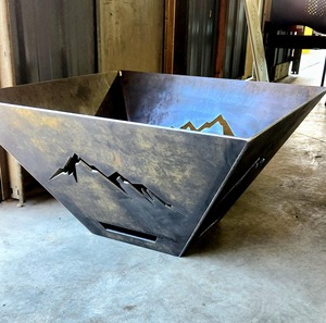 Modern Tapered Metal Fire Pit for <b>Garden</b> Patio and Backyard - Product Image 5