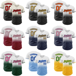 Maillot de baseball brodé par sublimation avec boutons personnalisés imprimés en gros, dégradé de couleurs, numéro et boutons - Product Image 6