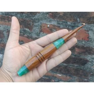 Handmade Crochet <b>Tool</b> with <b>Smooth</b> Polished Finish Wood and Resin for Needlework - Product Image 3
