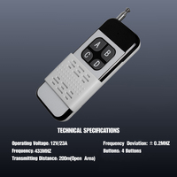 Télécommande sans fil intelligente RF 433 MHz/315 MHz - Clé universelle pour ouvre-porte de garage pour la domotique