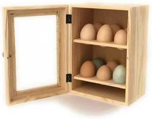 Wooden <b>Egg</b> <b>Storage</b> Cabinet with Door Farmhouse <b>Egg</b> Holder Box Kitchen Counter <b>Egg</b> Organizer Rack Large Capacity - Product Image 1