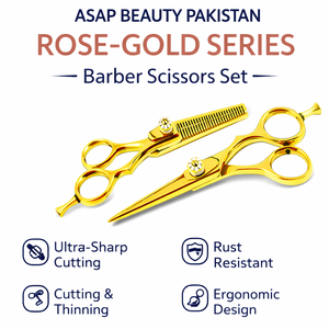 ASAP Professional Right-<b>Handed</b> 35 Tooth Thinning Shear <b>Scissors</b> Rose Gold Long Handle 4Cr13 Stainless Steel Sustainable Set - Product Image 4