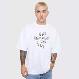 Camiseta de Verano Oversize 100% Algodón con Pedrería para Hombre, Estilo Urbano, Estampado Gráfico, Jersey Pesado con Logotipo Frontal - Product Image 6