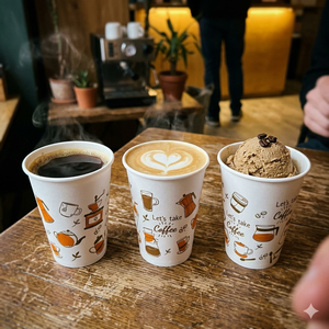 Let's Take Coffee Doodle Printed PP <b>Plastic</b> <b>Cup</b> 200ml Round Single Wall Beverage <b>Cup</b> with Digital Printing Design - Product Image 1