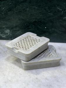 Nouvelle collection de porte-savon moderne en résine effet marbre blanc, accessoires de salle de bain en résine effet marbre - Product Image 2