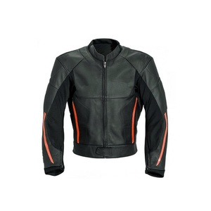 Veste de moto en cuir véritable pour homme avec fermeture éclair, style formel, motif uni, patch logo personnalisé - Product Image 4