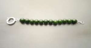 Bracelet en agate verte avec fermoir à ressort en argent sterling, perles de pierres précieuses véritables de 10 mm, bijoux en pierres vertes - Product Image 2