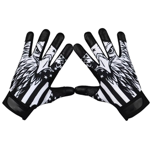 Gants de frappeurs au design drapeau aigle, noir et blanc, en polyester, unisexe, pour adultes, pour l'entraînement, à enfiler, en tissu tricoté, à la mode - Product Image 1