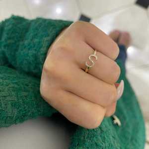 Initial Letter <b>Stacking</b> <b>Rings</b> 14k Solid Gold Pave Round Lab Grown Diamond Everyday Wear Minimalist Personalised Alphabet Jewelry - Product Image 6