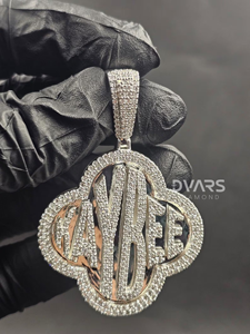 Pendentif personnalisé avec initiale, grand format, style rappeur, plaqué or, serti de pierres, pour homme, avec nom/lettre/logo personnalisé - Product Image 3