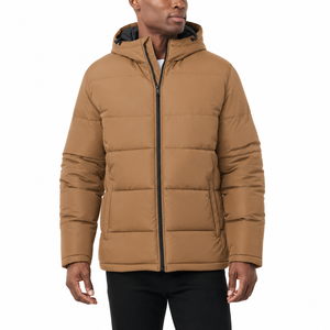 <b>Men's</b> Hooded Puffer <b>Jacket</b> Winter Thick Polyester Wadding Casual Windproof Solid Color Zipper Closure Regular Fit - Product Image 3