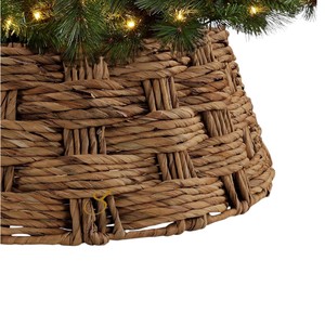 Dark Brown Water Hyacinth Christmas Tree Collar Detachable <b>Chunky</b> Woven Xmas Tree Base <b>Ring</b> Cover For Holiday Decor - Product Image 4