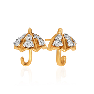 Charmant porte-clés parapluie en or jaune avec diamants naturels taille brillant rond pour femme, idéal au quotidien - Product Image 3