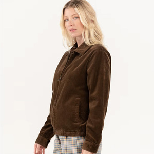 <b>Spark</b> Clothing New Soft Corduroy Breathable Fur Trim Silk Lining Winter Warm up Girls Fashion Turn Collar <b>Jackets</b> OEM Service - Product Image 3