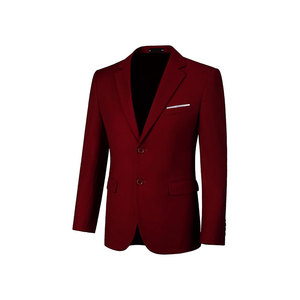 Blazer en laine mélangée bordeaux pour homme, simple boutonnage, col cranté, style britannique, coupe classique, tissu tissé - Product Image 1
