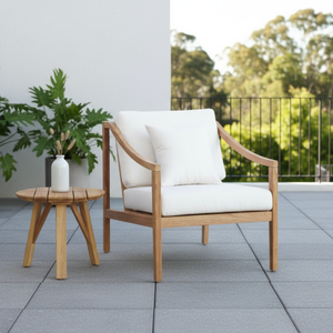 Fauteuil Lounge Luxie de Haute Qualité, Moderne, Une Place, Extérieur, en Bois de Teck, Tissu Imperméable, Meubles de Jardin, Chambre, Cuisine, Hôtels - Product Image 3