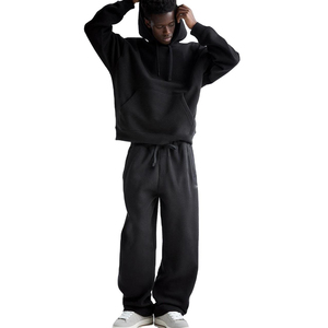 Ensemble de survêtements streetwear amples avec logo brodé, sweats à capuche et pantalons de survêtement surdimensionnés, personnalisés, 500 g/m², 100 % coton respirant - Product Image 3