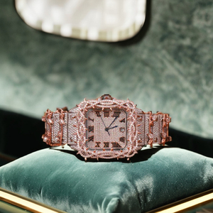 Lujo para hombre Iced Out Moissanite reloj cuadrado romano Dial completo diamante Hip Hop reloj de pulsera de acero inoxidable joyería de moda - Product Image 1