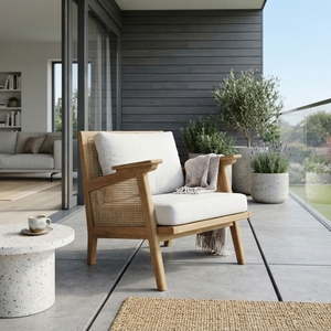 Sillón Chaise Longue de Madera de Teca con Ratán Natural, Sillón de Lujo para Sala de Estar, Silla Decorativa Tejida para Patio, Muebles para el Hogar - Product Image 3